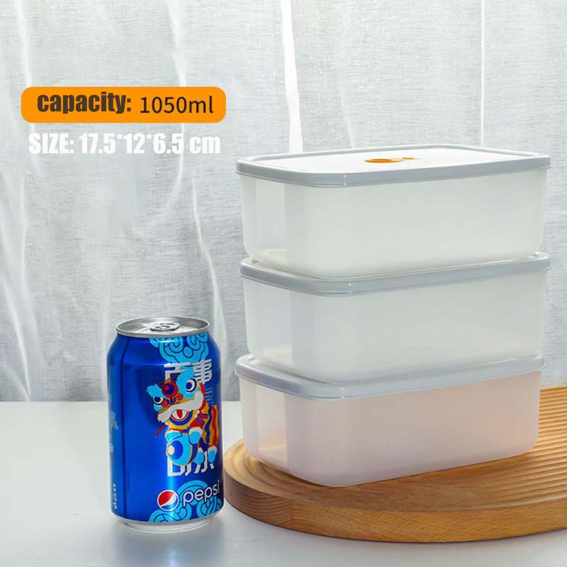 3 Packs Fresh-keeping Box Household Refrigerator Organizer Vegetable Fruit Storage Box Microwaved Heating Food Storage Portable Sealed Lunch Box