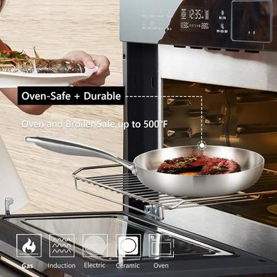 Bratpfanne Wiederverwendbar Antihaft Edelstahl Bratpfanne Spülmaschinenfest Ofenfest Geeignet für Zuhause Restaurant Kochen Küchenwerkzeuge