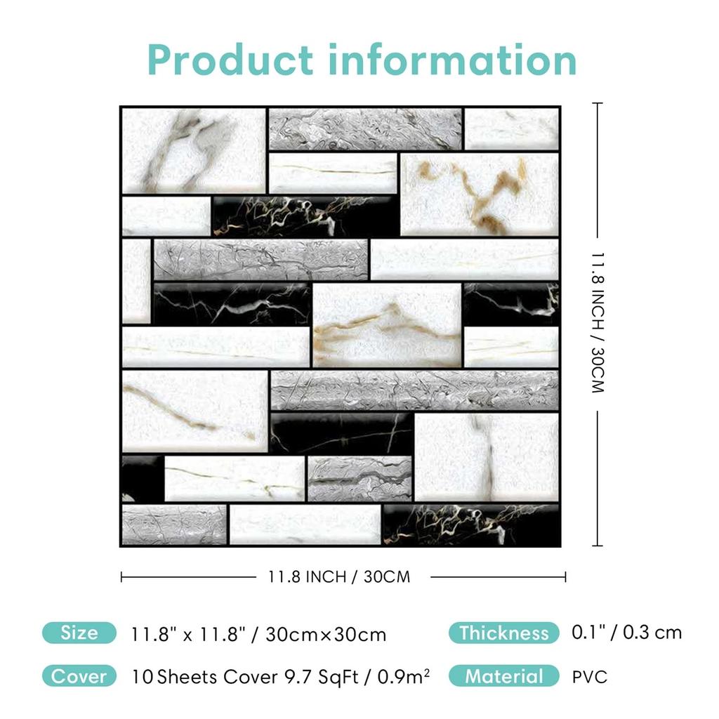 10pcs 3D Peel and Stick Wallpaper,Faux Stone Tiles Stickers,Self-Adhesive Brick Grain Wall Paste,for TV Background Home Decor