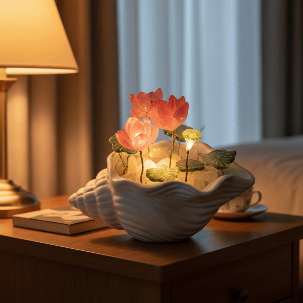 Small Size Sea Shell Glass Lotus Lotus Design Lotus Night Light DIY Lotus Lamp  Birthday Gift