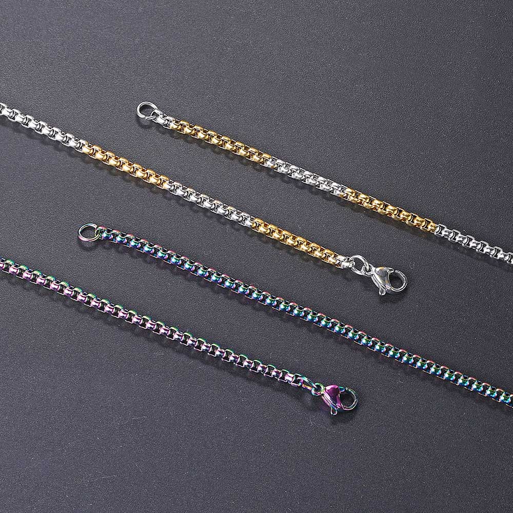 Stainless Steel Chain Necklace For Women Jewelry Thick Box Chains Female Neck Accessories Men Gifts C021