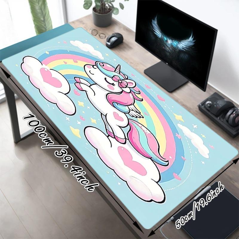 1PC Unicorn Rainbow Oversized Mouse Pad - Non-Slip Rubber Base Perfect for Office School Esports Home Decor Desk Mat 253A