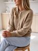 Women's Round Neck Loose Knitted Cardigan with Pockets, Single-Breasted, Long Sleeve, Casual Sweater Coat for Autumn and Winter