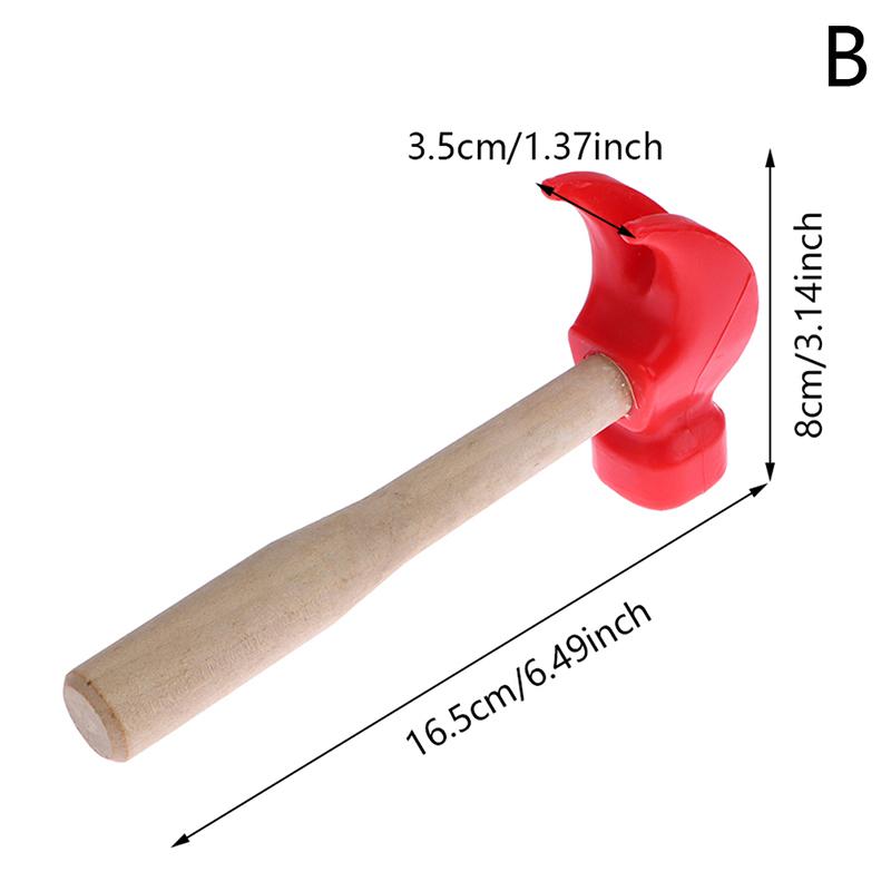 Children's Simulation Hammer Wooden Handle Solid Hammer Toy Beat Repair Tool Mini Wooden Hammer Solid PP Plastic Super Strong