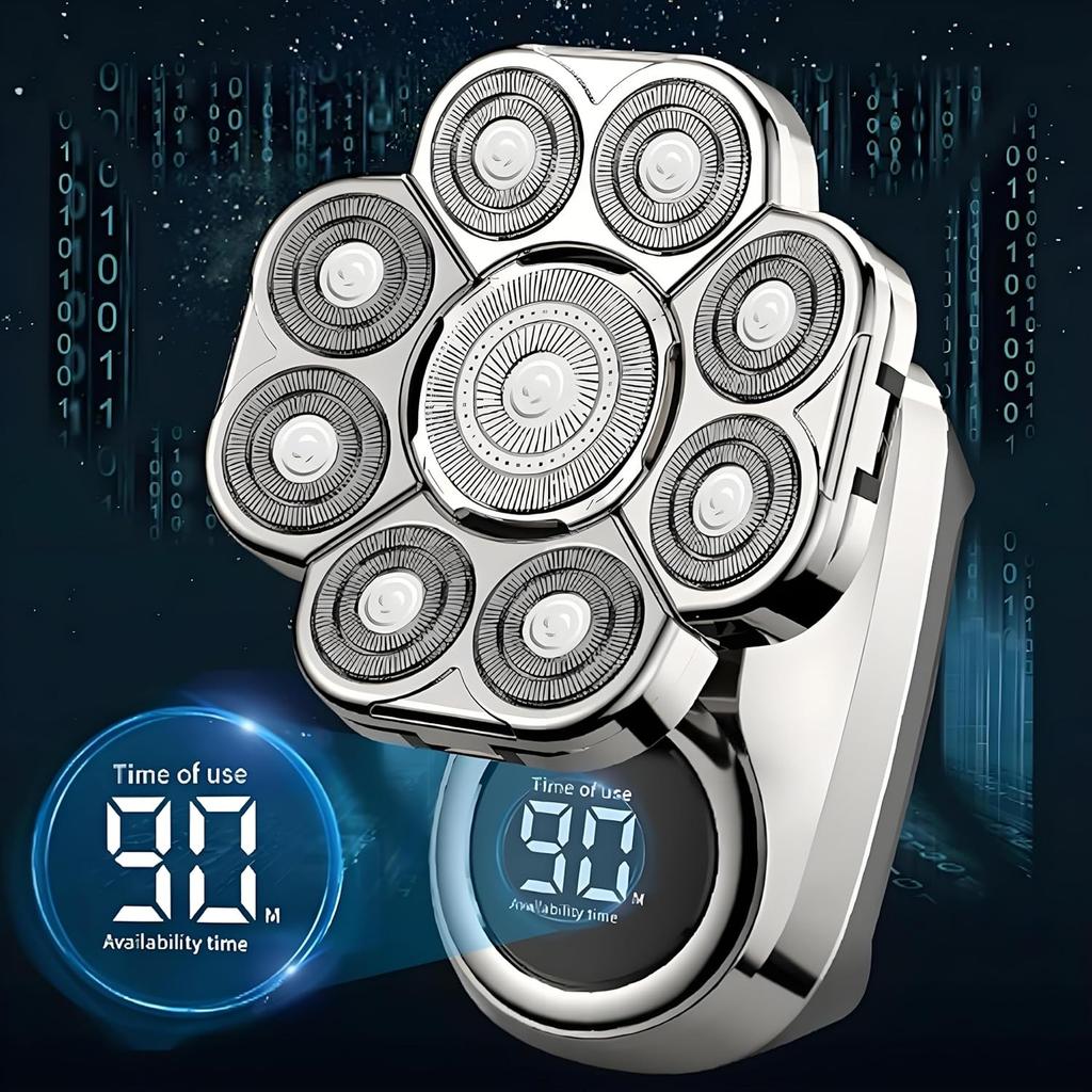 Bawldy Pro Head Shaver, 6-in-1 Detachable Head Shavers with 9D Floating Blade Heads, IPX7 Waterproof, Intelligent LED Display, Rechargeable Cordless