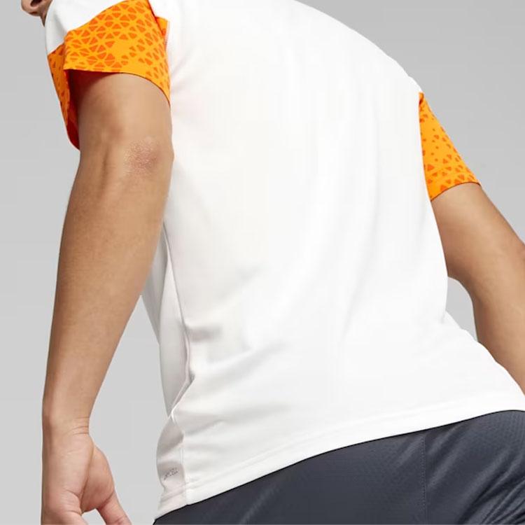 Puma Logo Print Color Block V-Neck Short Sleeve T-Shirt Men Tops White 772855-19