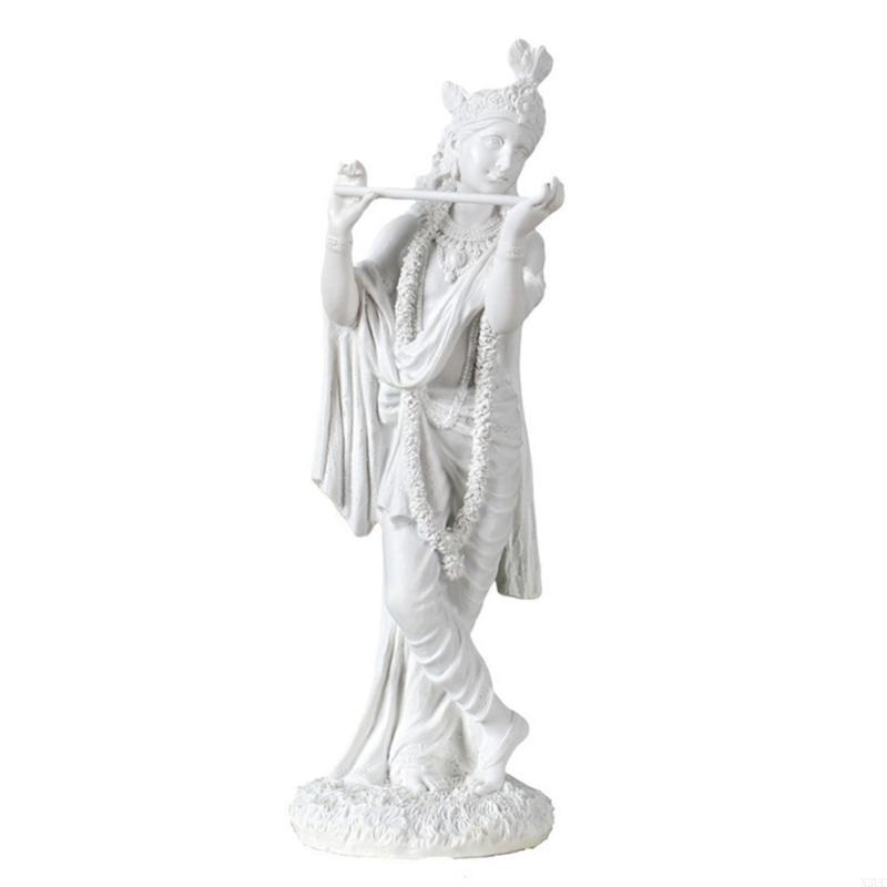 Standing Hindu God Krishna Resins White Marbled Finish Sculpture Figurine Ornament for Home Office Desktop Decoration X3UC белый