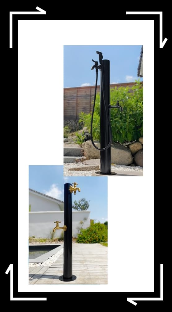 Stainless Steel Outdoor Round Stand Faucet Stand Faucet D Bottom Faucet, Freezing-proof, (round (top + D))