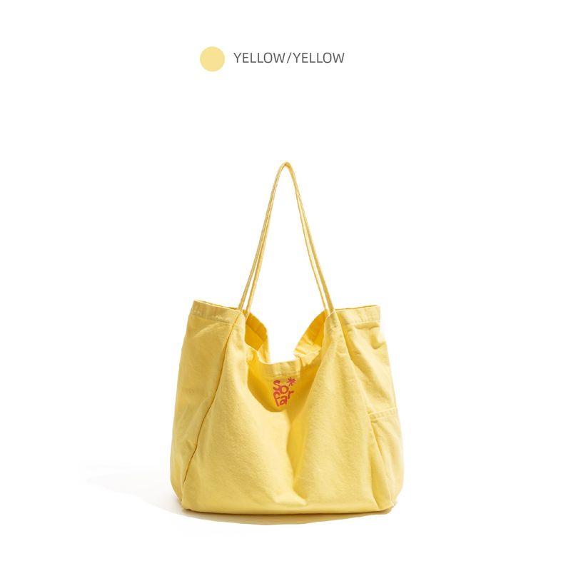 

Stylish Studio Summer Dopamine Daylight Yellow Canvas Bag Commuter Large Capacity Handbag Shoulder Tote Bag Yellow