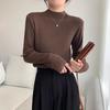 2025 Women's Ribbed German Velvet Warm Solid T-Shirt, Half-High Neck Base Layer