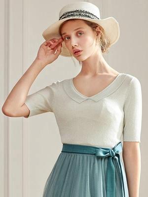 Women's Summer Slim-Fit Knitted Polo Top - Casual, Gentle Style, Short-Sleeve Fashion Clearance