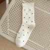 Women's Fall Ballet-Style Polka Dot Mid-Calf Cotton Scrunch Socks with Rolled Edge