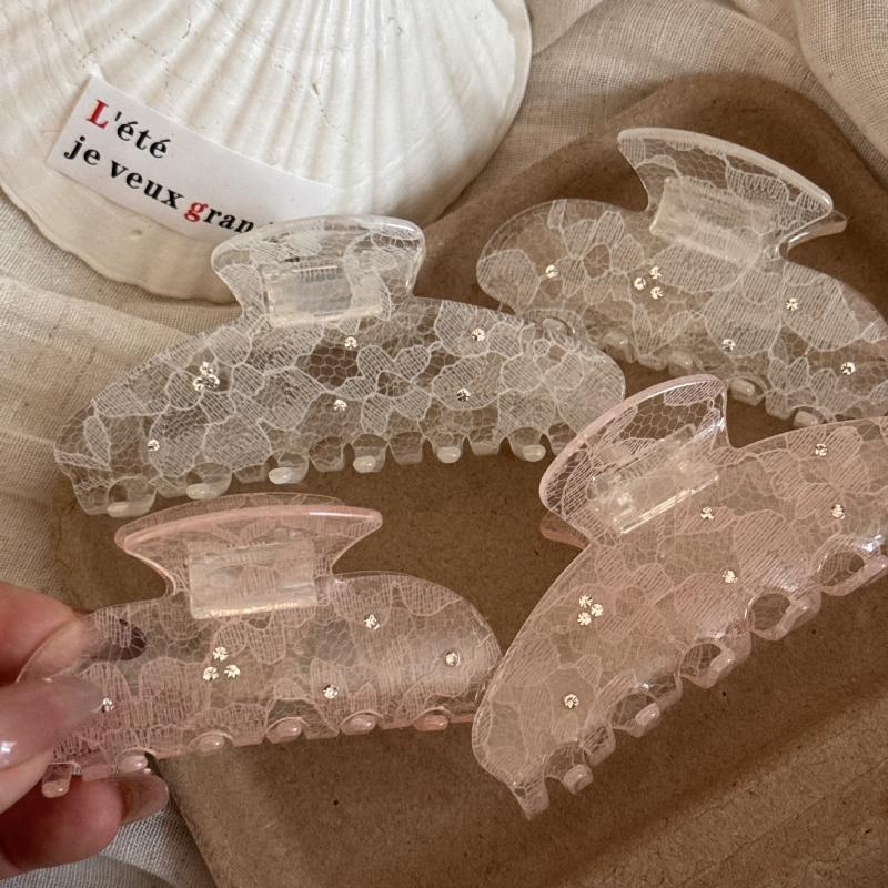 New Korean Woman Senior Lace Pattern Hair Claw Barrettes Girl Fashion Hair Clips Hair Headwear Hair Accessories Hairpins