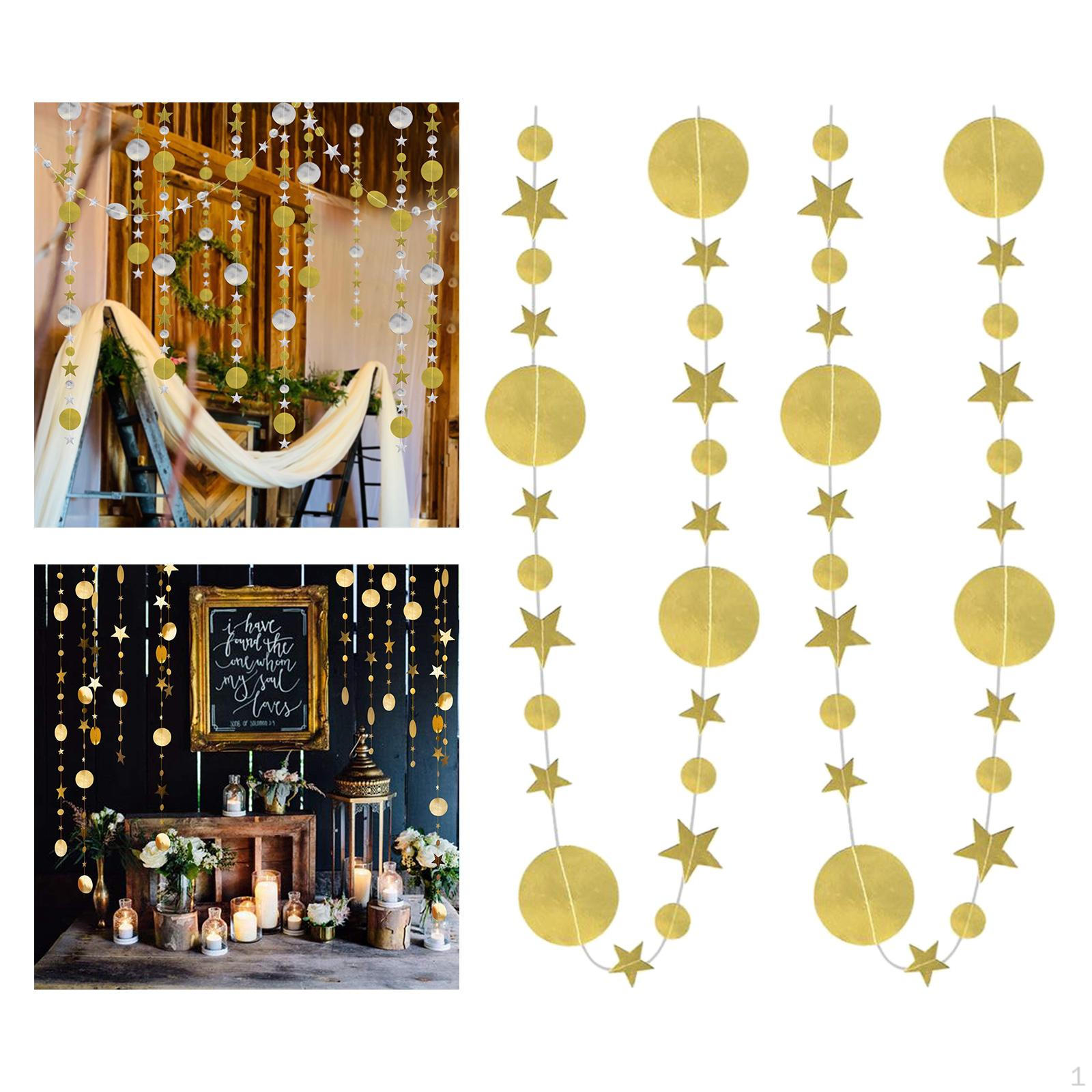 

Garland Streamer Kit for Party Decoration Glitter Reflective Paper Hanging Banner Backdrop golden