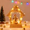 Warm LED Illuminating Nativity Scene Ornament Resin Craft Holy Family Figurine Statue Festive Christmas Display Piece