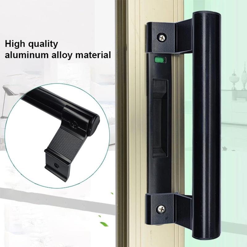 8 Inch Glass Door Pull Handle for Patio Doors Universal Right/Left,Aluminum Alloy Sliding Door Handles Furniture Cabinet Handle