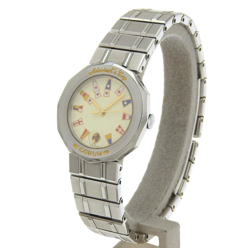 Corum Admirals Cup Watches 39.610.20 V-50 whiteDial Stainless Steel Quartz Analog Display Women Used