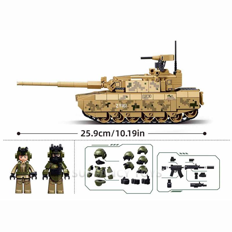 413Pcs New Military Ztz-100S Mbt Bricks Main Battle Tank Model Building Blocks Sets Educational Toys For Children