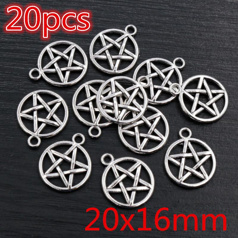 20 Stück Antik Versilbert Mond Stern Handgefertigt Anhänger Metall DIY Schmuckherstellung Zubehör Fundstücke Halskette Armband