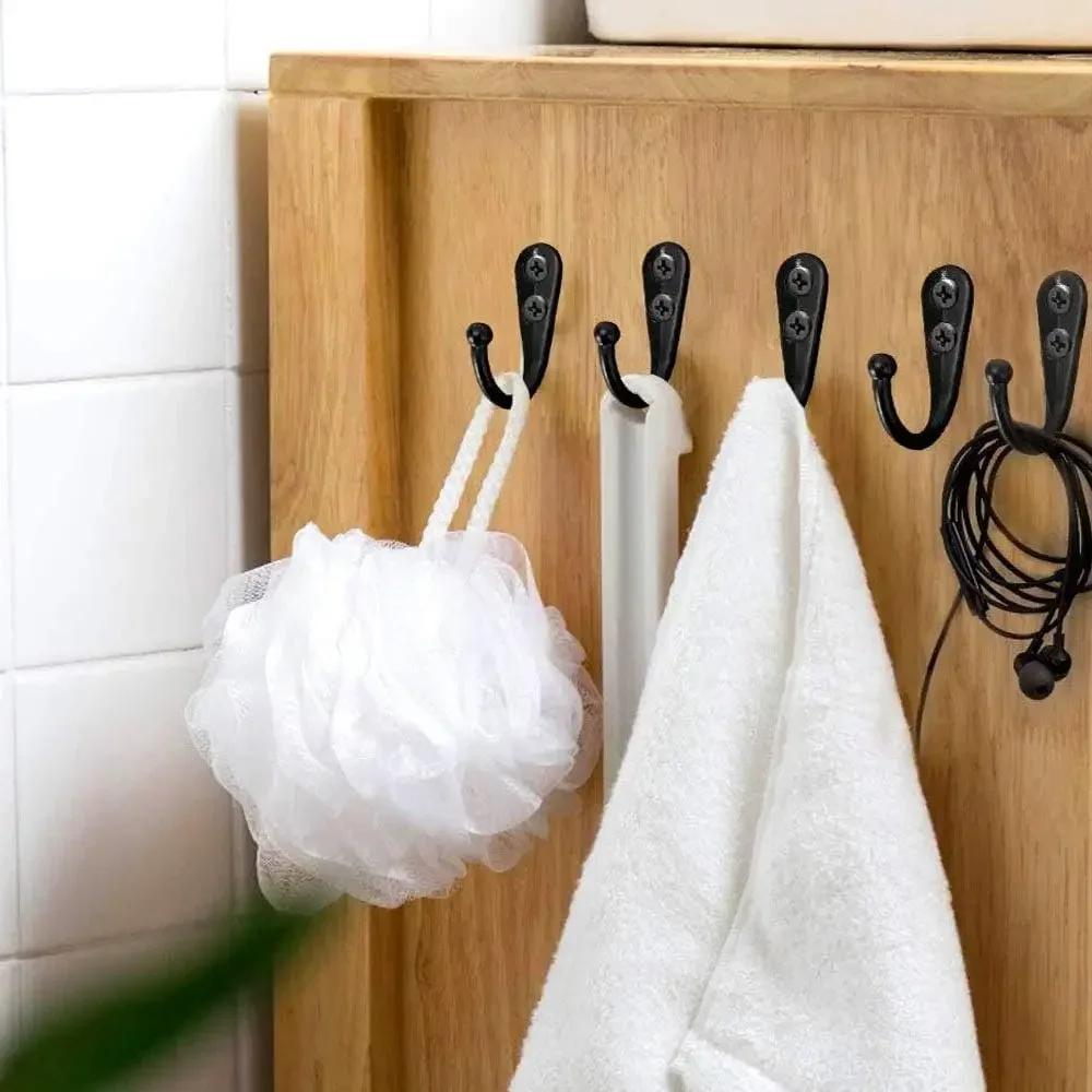 Heavy Duty Alloy Hooks with Screws Wall Mounted Hanging Hangers for Coat Towel Bags Cups Hook Home Storage Rack Holder Wholesale
