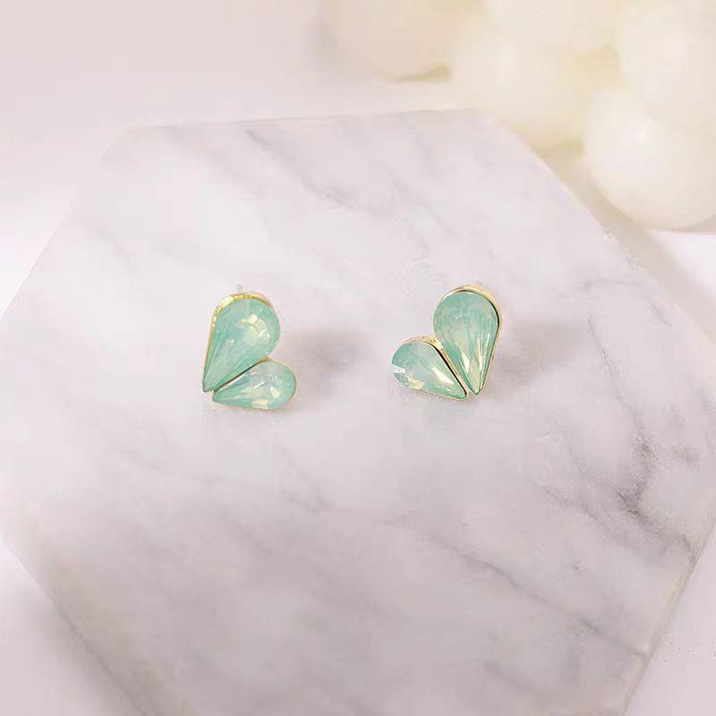 Diamond-set Love Opal Stud Earrings Design High-end Summer Earrings Niche Light Luxury High-end Versatile Earrings Jewelry