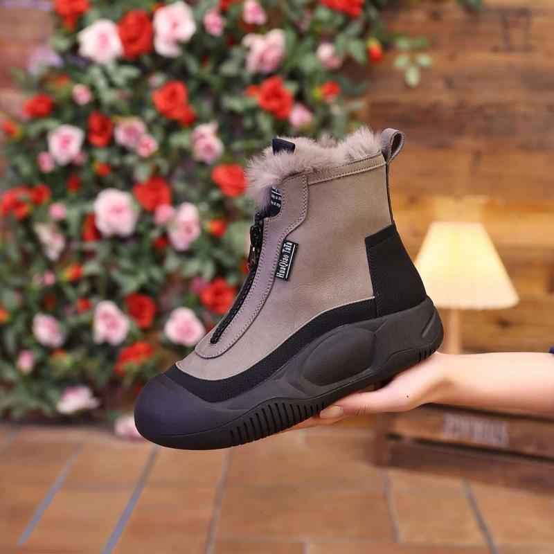

Snow boots women s non-slip new winter velvet thickened waterproof casual warm cotton shoes women s short boots thick sole 35 чёрный