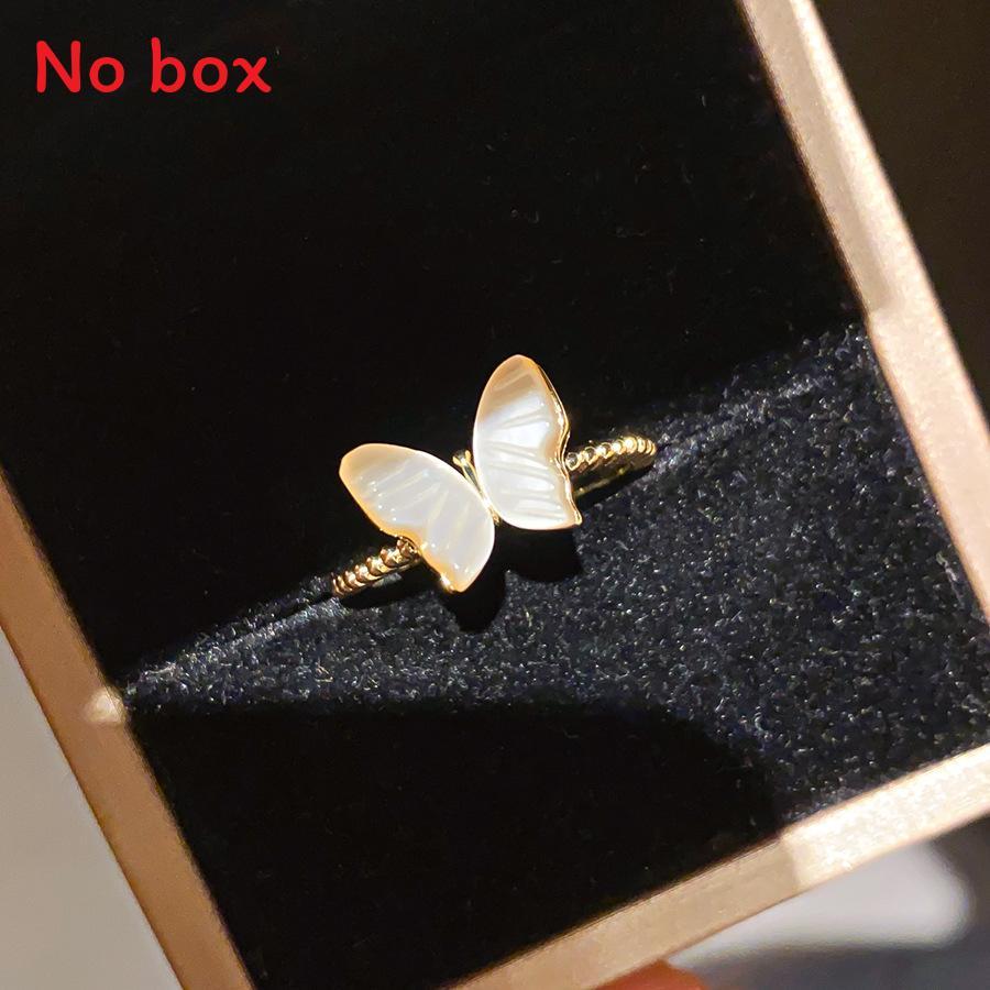 Butterfly Shell Ring With 14k Gold Plating For Elegant Women Accessories
