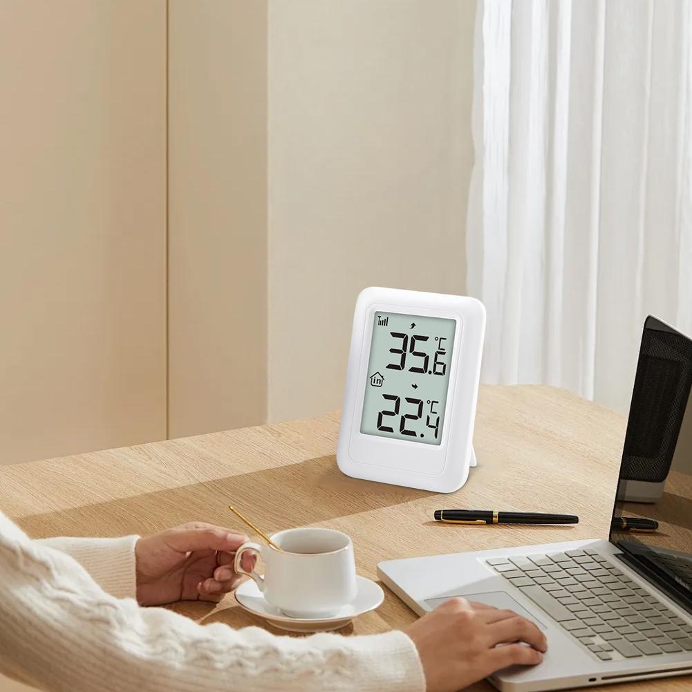 Wireless Thermometer with Hanging Hole Digital Thermometer with Support Frame Temperature Humidity Meter for House Room Patio