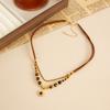 Maillard Style Tiger Eye Stone Pendant Y-shaped Thin Chain Sweater Necklace Women's Fashion Adjustable Rope Chain Daily Jewelry