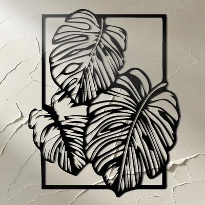 1 Stück Große Schwarze Eisen Lasergeschnittene Monstera Blatt Wandkunst Dekor, Robustes Metall für Wohnzimmer Schlafzimmer, Modern Minimalist Einweihungsgeschenk