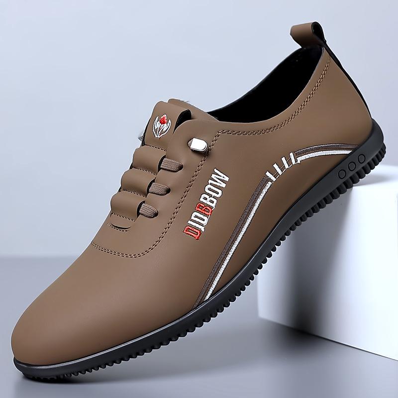Men's White Leather Slip-On Casual Business Driving Shoes