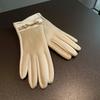 Luxury Protein Leather Fleece Lined Women'S Gloves Winter Cycling Windproof Keep Warm Elegant Touchscreen Gloves