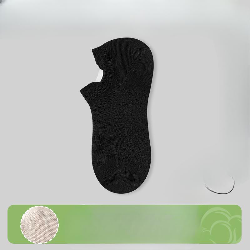 Boneless Women's Socks, Mesh Breathable Solid Color Boat Socks, Antibacterial and Deodorizing Combed Cotton Short Tube Anti-drop Heels Women's Socks