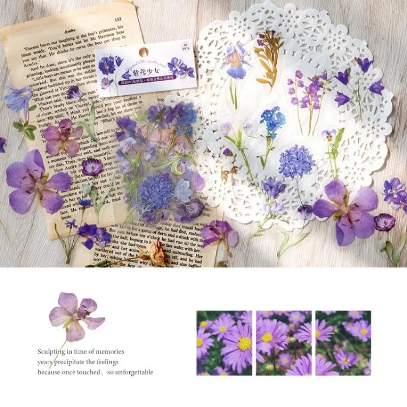 40 Pcs/Set Plant Nature Flower Decorative PVC Sticker Scrapbooking Diy Label Diary Stationery Album Journal Daisy Mushroom Stick