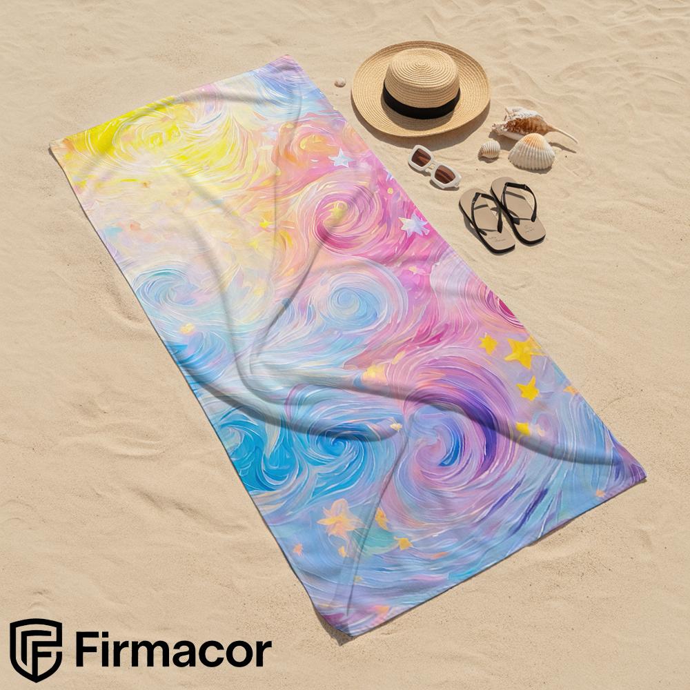 Pastel Star Swirl Soft Portable Travel Towel Unisex Ultra Lightweight Microfiber Oversized Sand Free Quick Dry Beach Towel