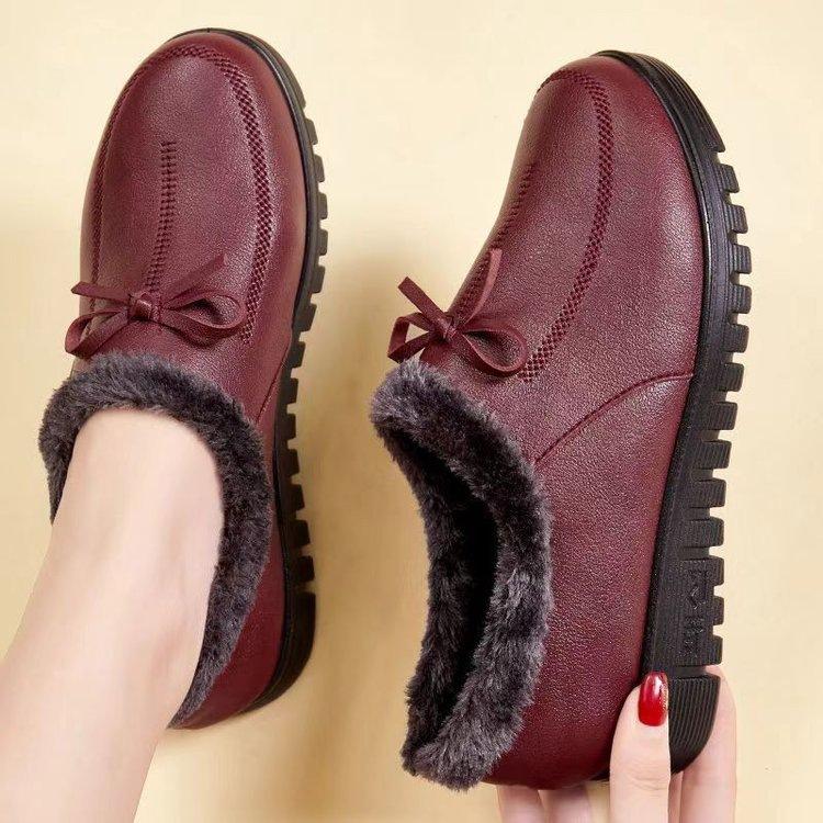 New Chinese Style New Mother Cotton Shoes Women's Velvet Soft Sole Comfortable and Warm Middle-aged and Elderly Cotton Boots Winter Flat-soled Elder