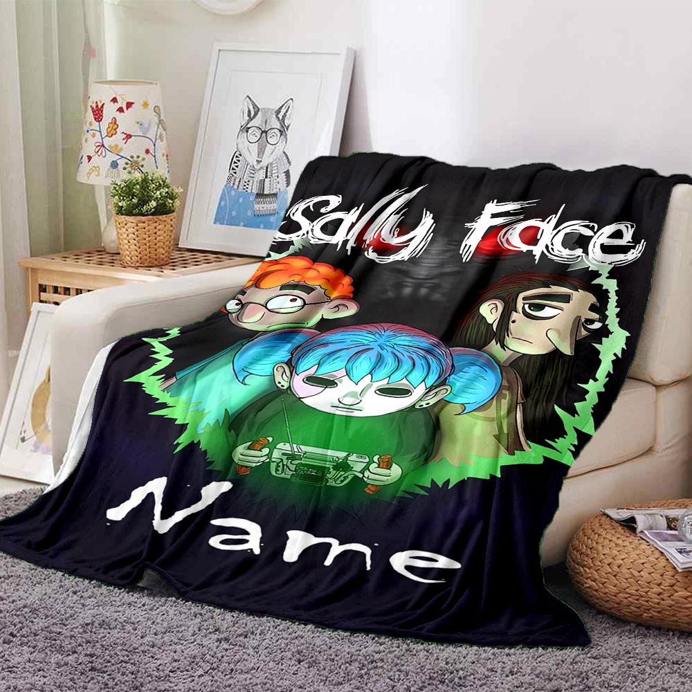 Custom Name Sally Face Theme Printed Blanket - Perfect for Couch, Bed, Travel & Outdoor Use | Machine Washable, Cozy & Durable.