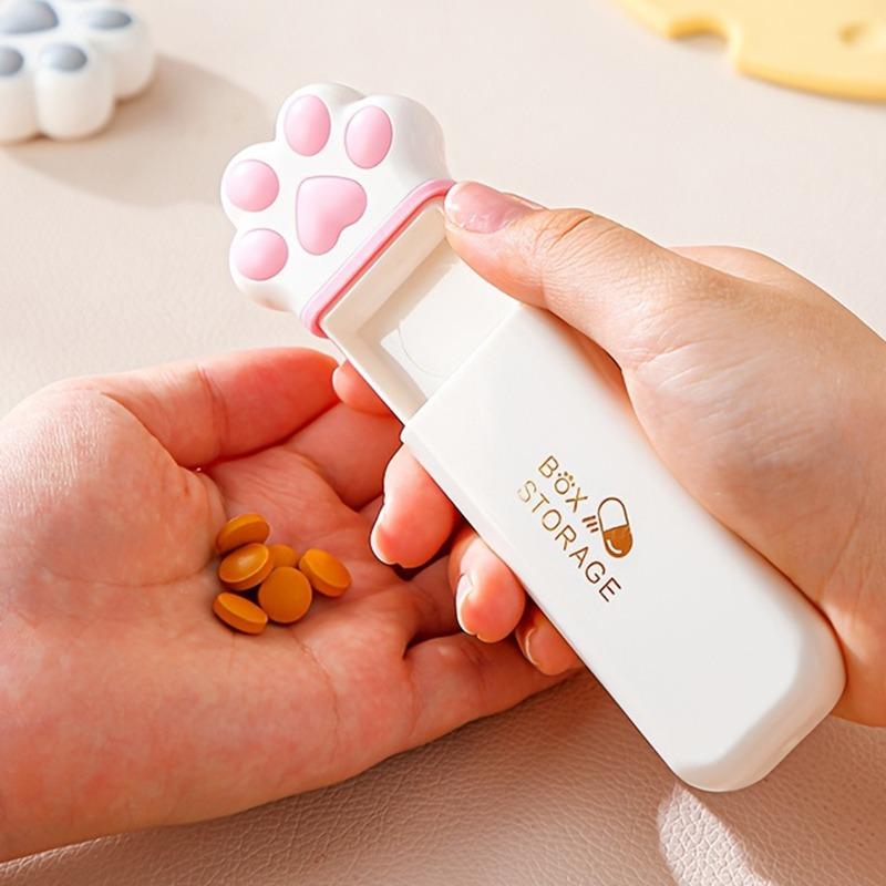 

1-2Pcs Mini Cat Claw Medicine Storage Box Portable Daily 3Grids Pill Cases Container Travel Fish Oils Pill Dispenser Organizer рожевий
