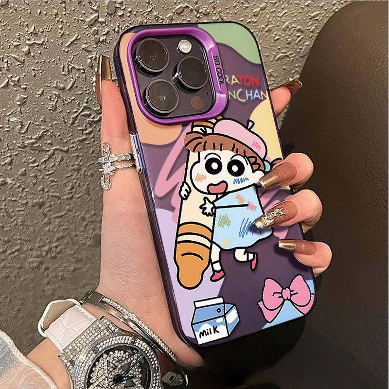 Applicable to Apple 11/11 colored silver mobile phone case Huawei OPPO Xiaomi vivo new fun crayon Xiaokui anti-drop