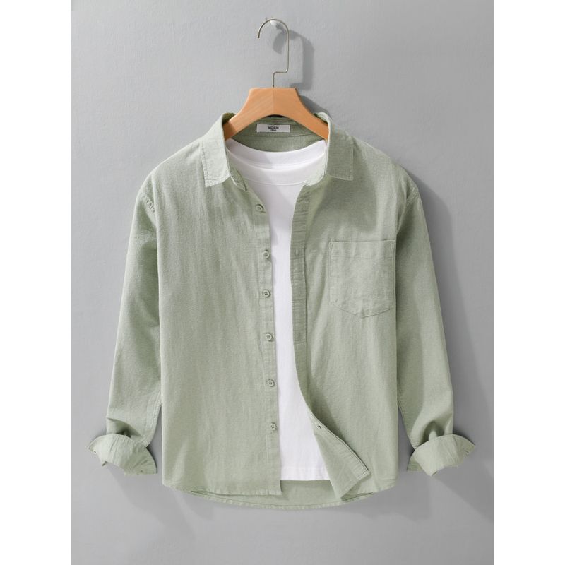 Spring Summer Japan Fashion Retro Long Sleeve Shirts Men's Loose Casual Shirt Outerwear Breathable Washed Cotton Simple and Versatile