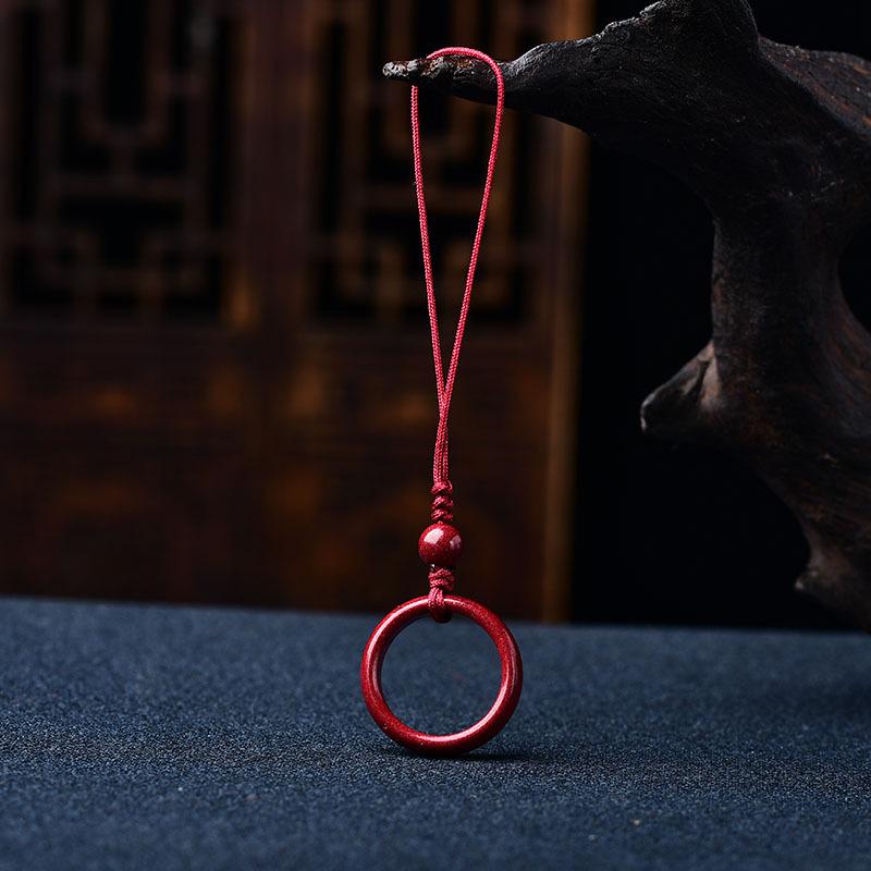 

Cinnabar Phone Chain Lanyard with Purple Gold Sand USB Pendant & Anti-Lost Ring for Couples