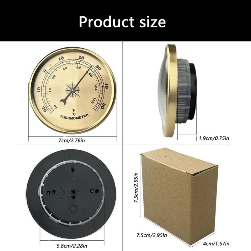 K1AE Round Analog Thermometers 70mm Metal Temperature Gauge Suitable For Home Garage