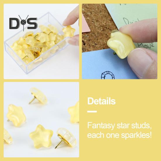 20 Pcs Star Glitter Push Pins Thumb Tacks with Storage Box Sparkly Push Pins for Bulletin Board Corkboard Photo Wall Office or Home