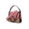 Coach Beat 24 Vintage Color Block Chain Leather Square Handbag Women Handbags Cherry-Blossom-Pink Khaki C0750-V5SI3