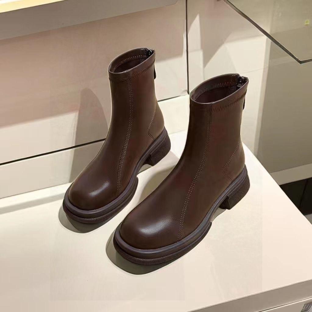 Fashion Autumn Winter Women Ankle Boots Casual Back Zippers Low Heels Shoes Ladies Vintage Short Booties
