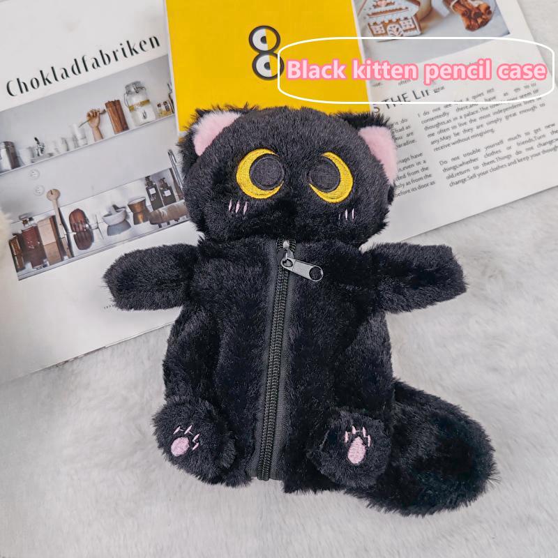 1Pc Large Capacity Cartoon Doll Cat Pencil Bag Siamese Cat Plush Pencil Case Stuffed Animal Pen Storage Bag Stationery Bag