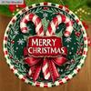 Classic Christmas Wooden Sign with Cane Candy & Bow Pattern - Navidad Round Sign for Front Door, Wall Hanging Decor - Ideal Christmas Decoration