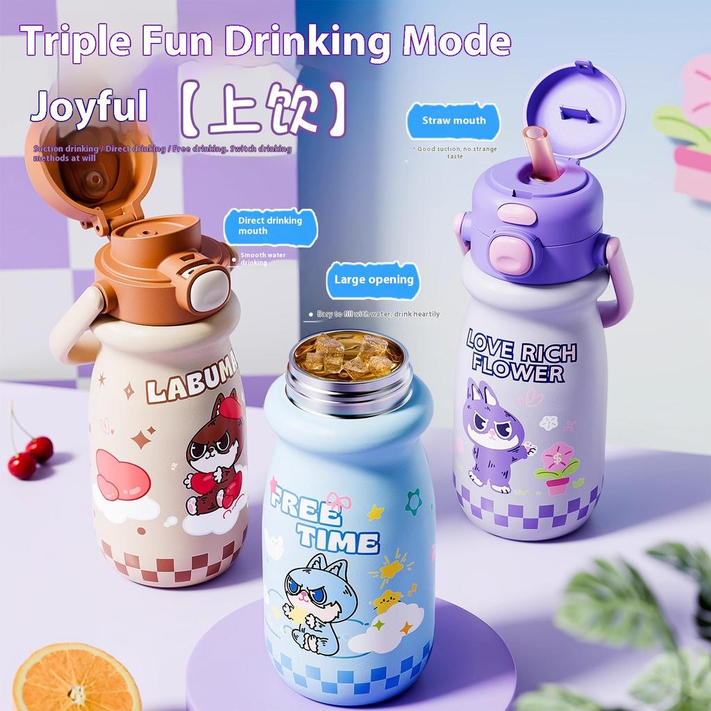 Gianxi Children's Insulated Cup Portable Water Bottle for School Primary School and Kindergarten Straws Water Cup Insulated Cup