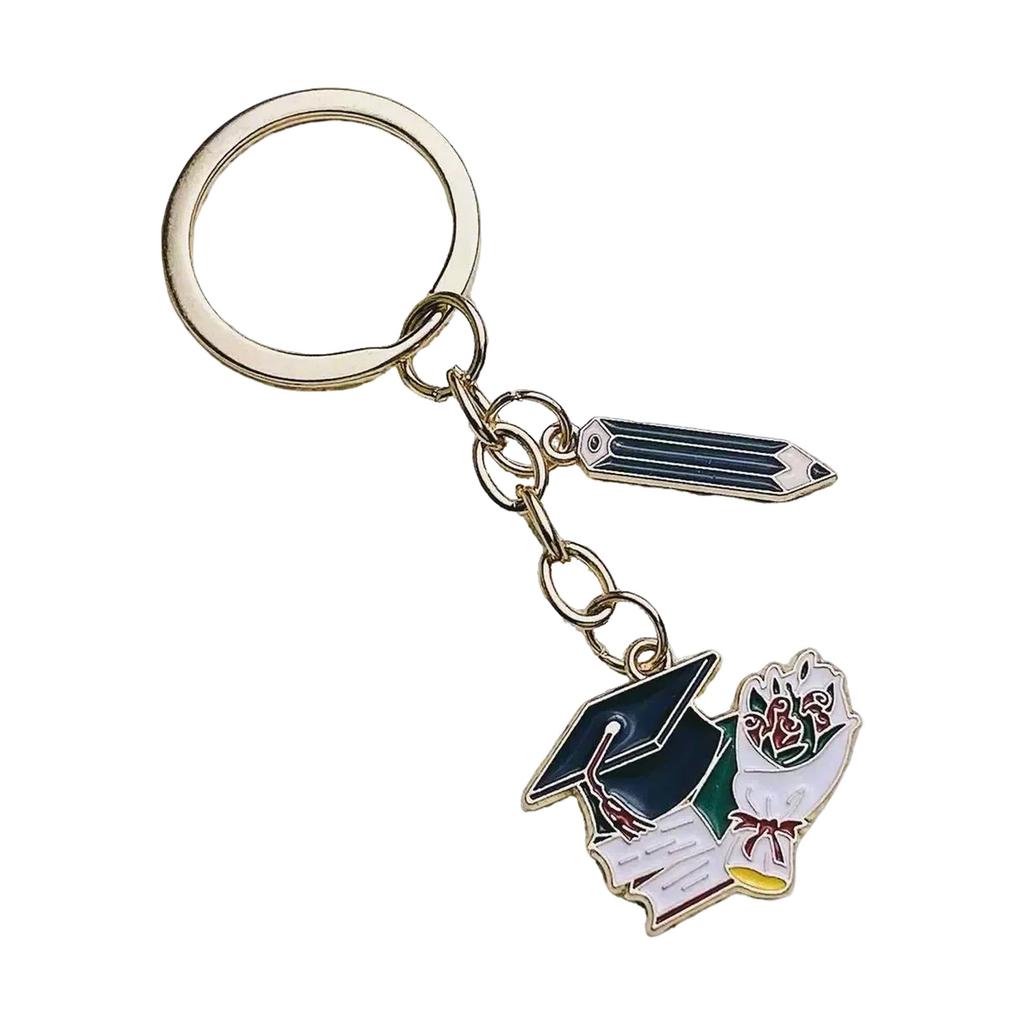 Graduation Themed Key Ring Bachelor Uniform Keychain Metal Keyring for Backpack and Purse Decoration Student Gift