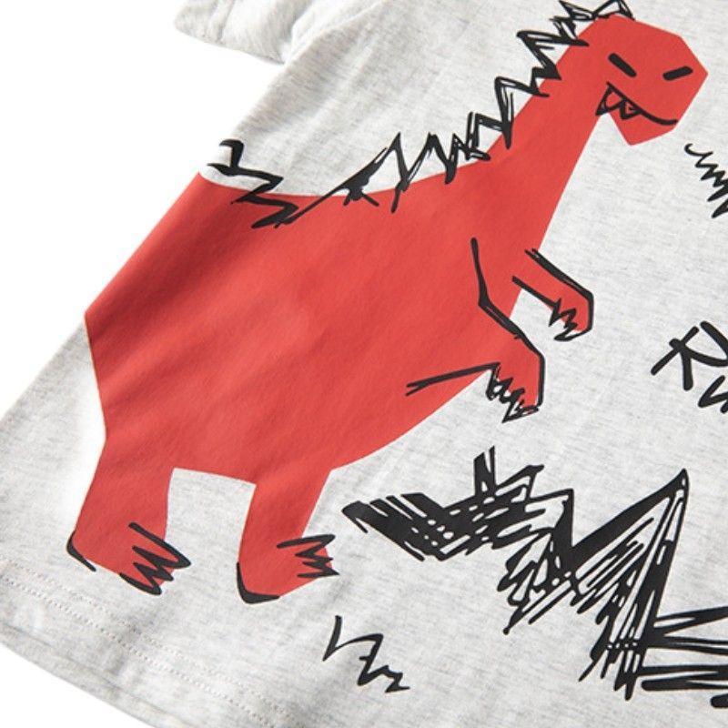 Korean Style Children's Clothing Dinosaur Short-Sleeved T-Shirt Half-Sleeved Summer Printed Clothes for Boys and Girls Baby Boy Pure Cotton Top